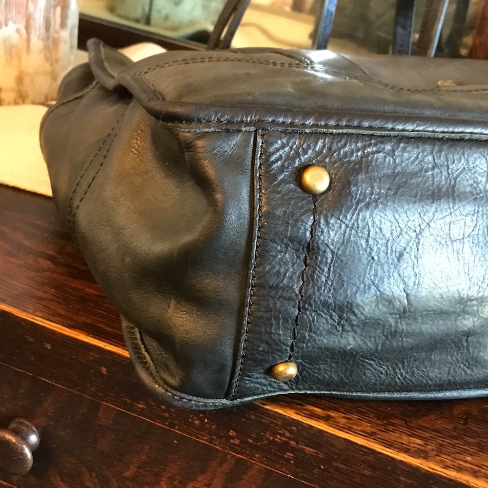 Frye Campus Dakota Leather Marbled Black Tote Shopper Shoulder Bag $378 - Picture 9 of 15